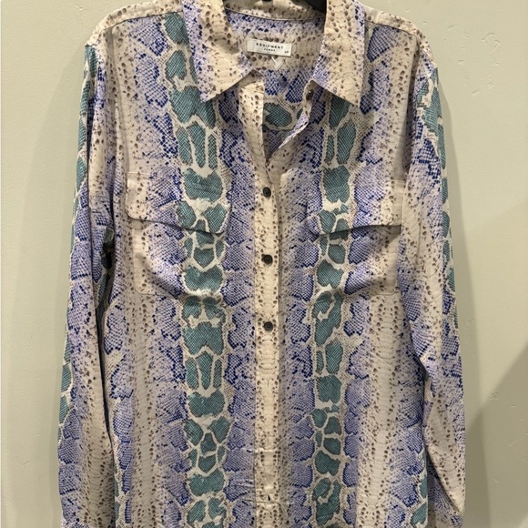 Equipment Ampara Blue Slim Signature Python Skin Snakeskin Print S|New - no tags - Picture 5 of 8